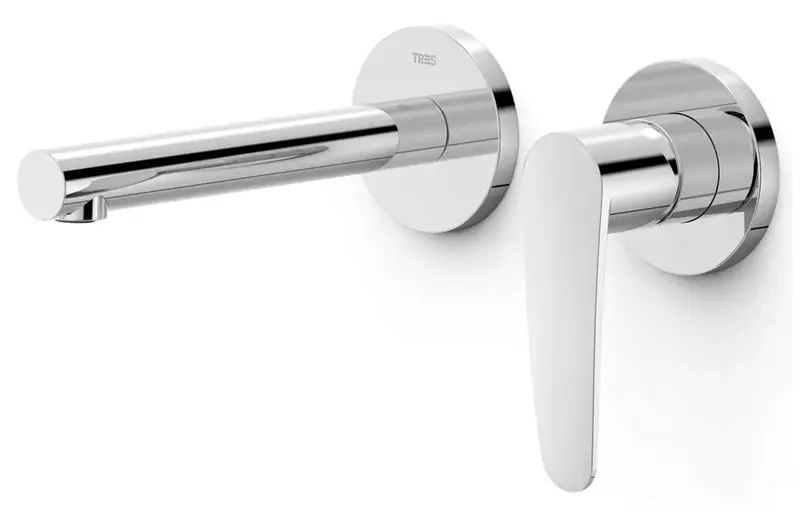 Grifo con monomando para instalación empotrada de lavabo en acabado cromado Flat Tres