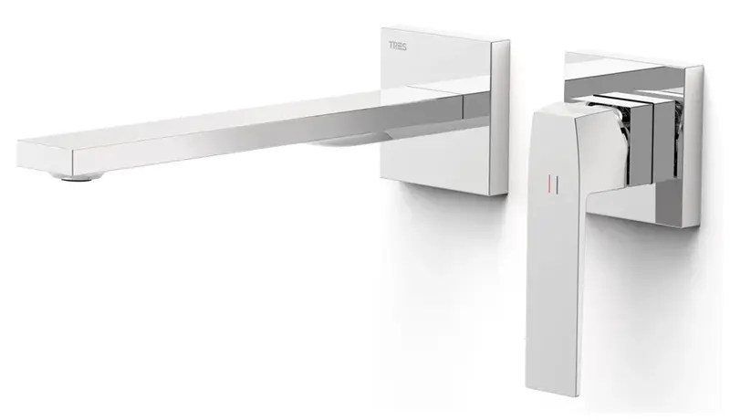 Grifo con monomando para lavabo con instalación empotrada con amortiguadores acústicos Slim Tres