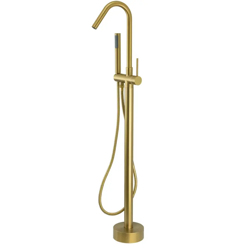 grifo de bañera exenta diseño redondo acabado oro mate con proteccion PVD Sella de Valaz