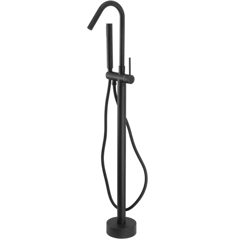 Grifo de bañera exenta redondo negro mate con diseño moderno Sella de Valaz