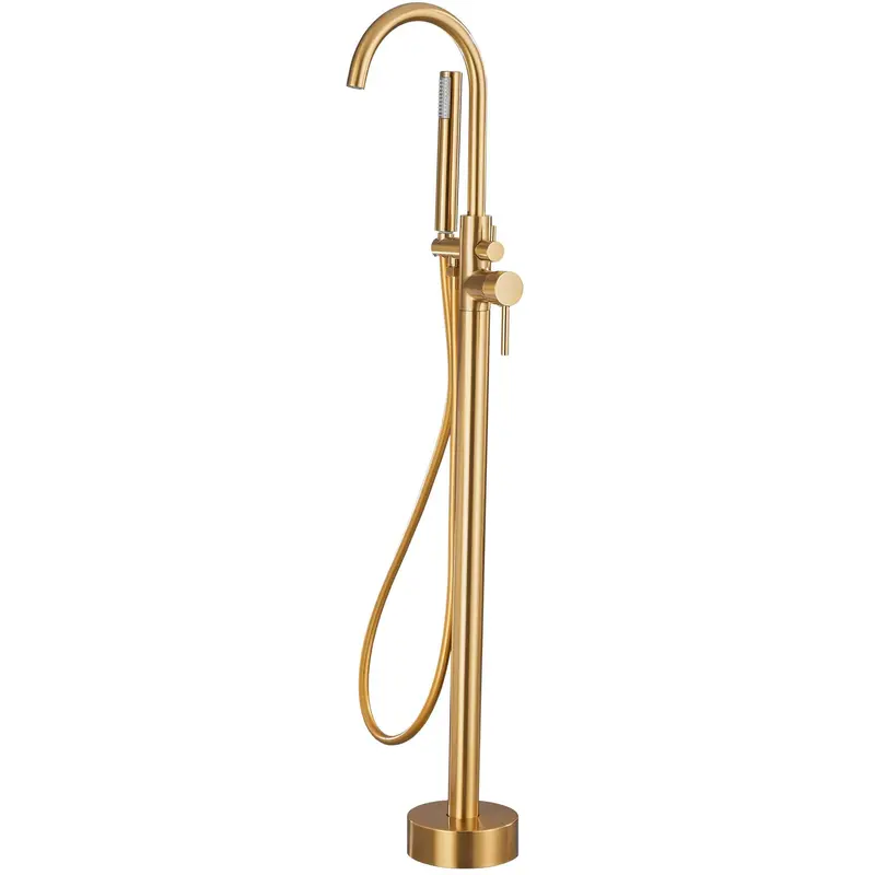 Grifo de bañera exenta redondo oro mate cepillado con protección PVD Ebro de Valaz