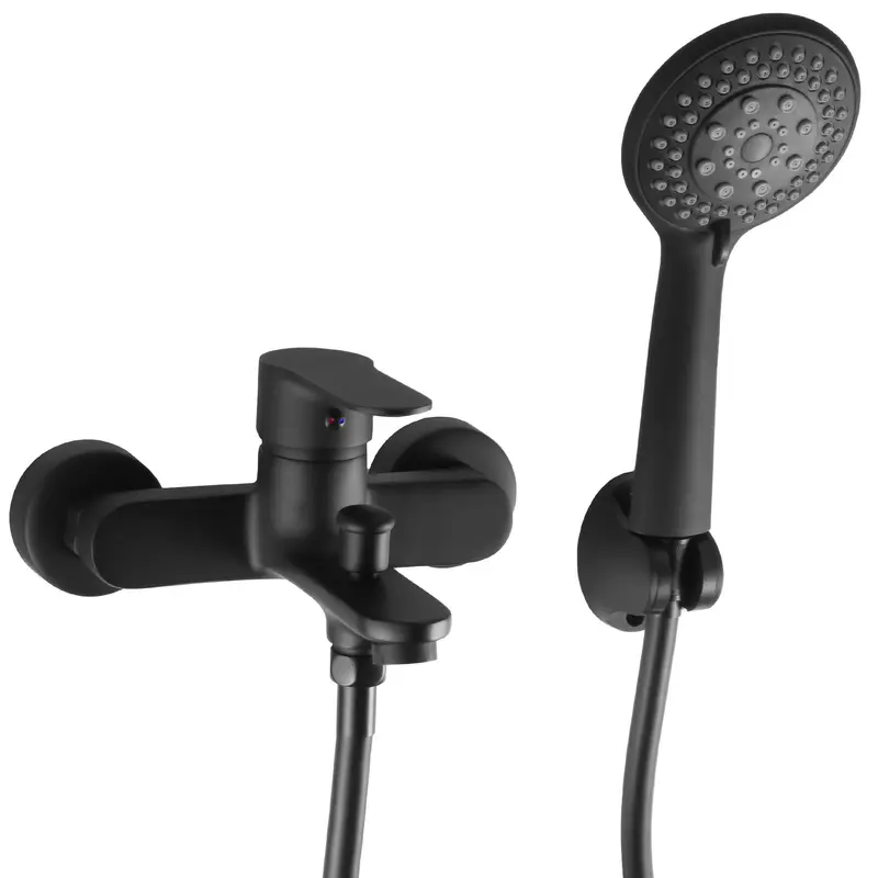 Grifo de bañera y ducha redondo monomando negro mate Viar de Valaz