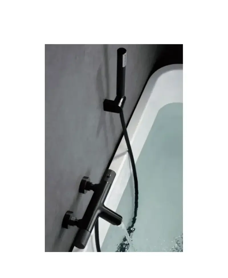 Grifo de bañera y ducha termostático de diseño elegante en color black gun metal Line de Imex