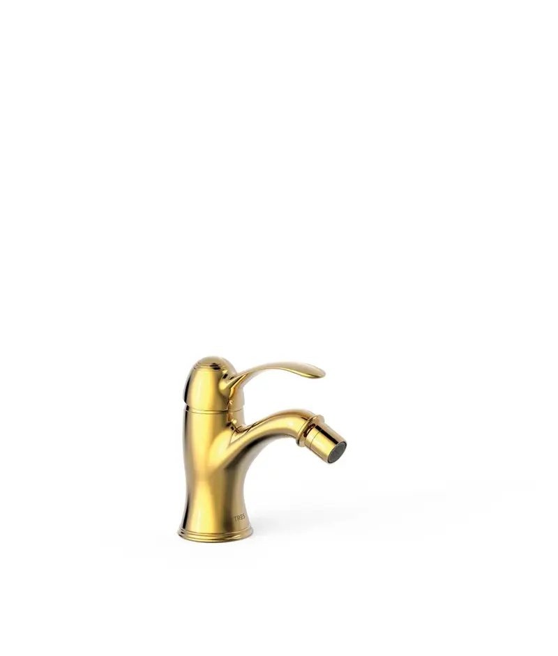 Grifo de bidé monomando vertical con rótula orientable y acabado oro CLASIC TRES