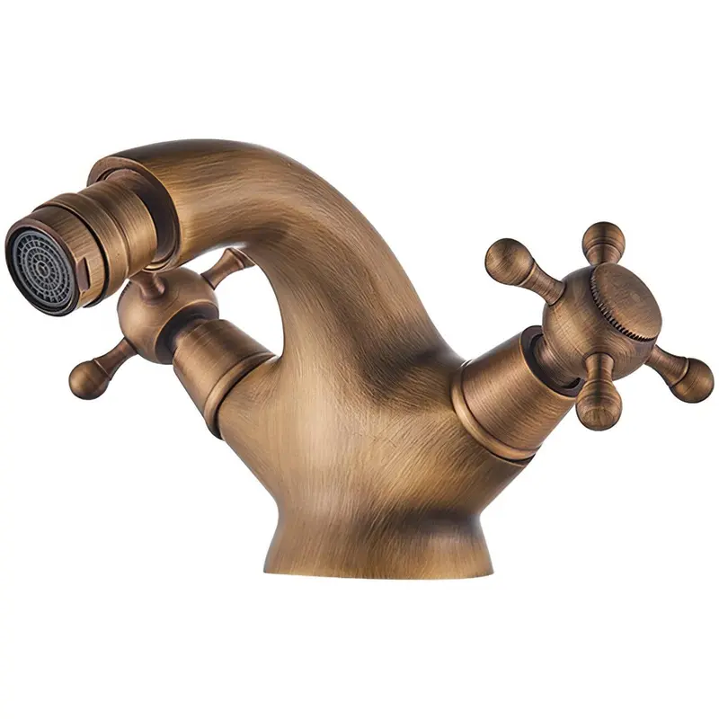 Grifo de bidé retro dorado envejecido bimando Adaja de Valaz