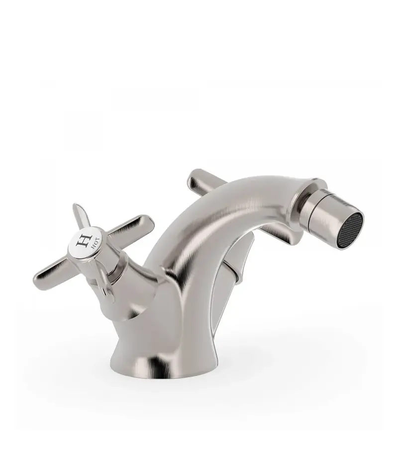 Grifo de bidé vertical con regulador de temperatura bimando de acero acabado CLASIC TRES