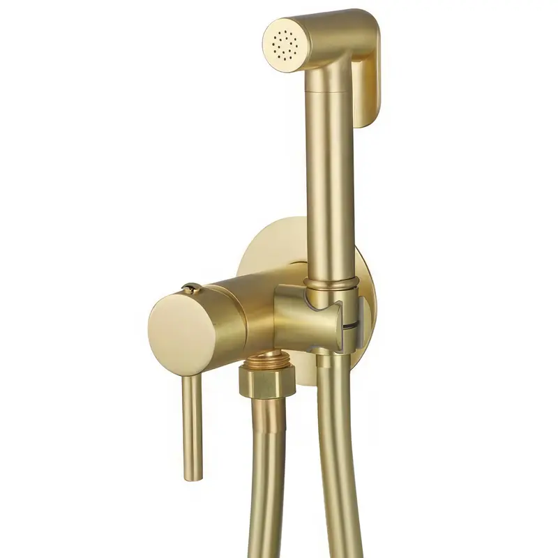 Grifo de bidet empotrado redondo 2 vias agua fria y caliente oro mate protección PVD Guadiana de Valaz