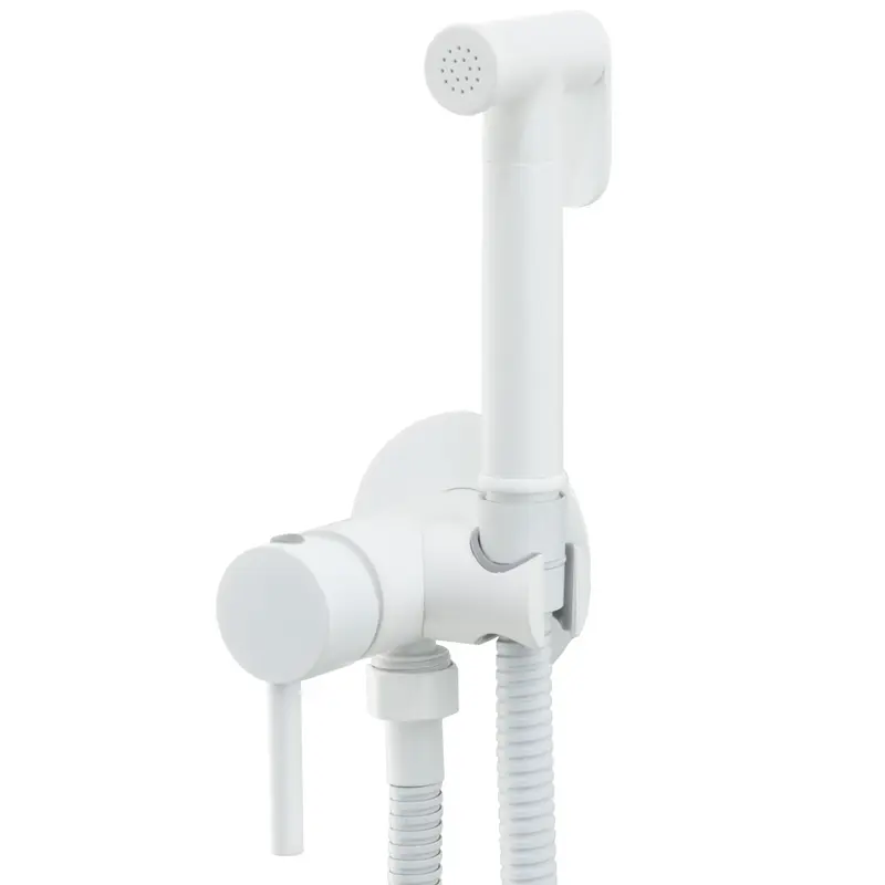Grifo de bidet empotrado redondo de dos vías, agua fría y caliente, en blanco Guadiana de Valaz