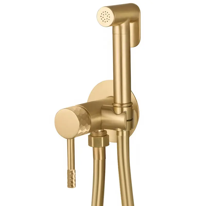 Grifo de bidet empotrado redondo dorado cepillado con maneta luxury Ofin Valaz
