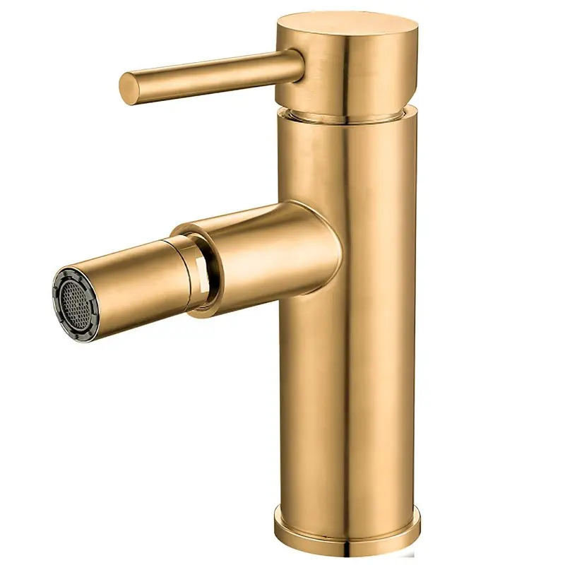 Grifo de bidet monomando redondo oro mate con protección PVD Jabalón de Valaz