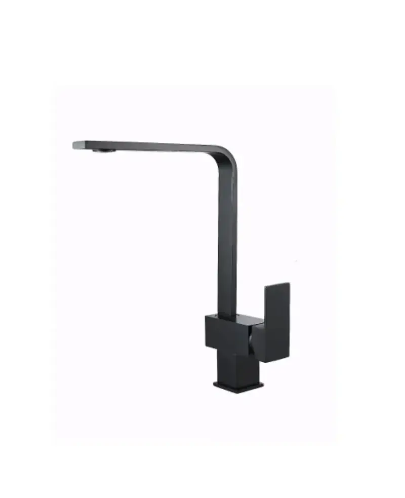 Grifo de caño tubo monomando para fregadero de latón con acabado negro mate Kubic Källa