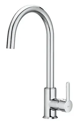 Grifo de cocina con caño curvado y giratorio para instalación sobre repisa Mencia Roca