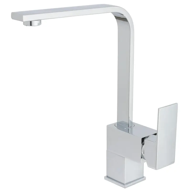 Grifo de cocina cuadrado monomando con caño alto giratorio en cromado Lor de Valaz