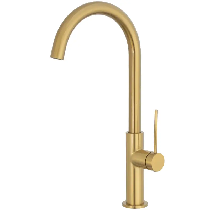 Grifo de cocina monomando con caño giratorio en oro mate Flumen de Valaz