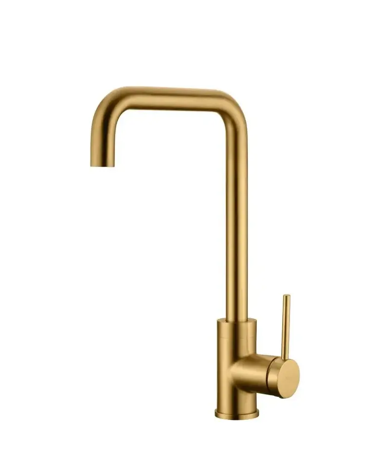 Grifo de cocina monomando con cartucho cerámico de ø 35 mm de acabado oro cepillado Loira de Imex