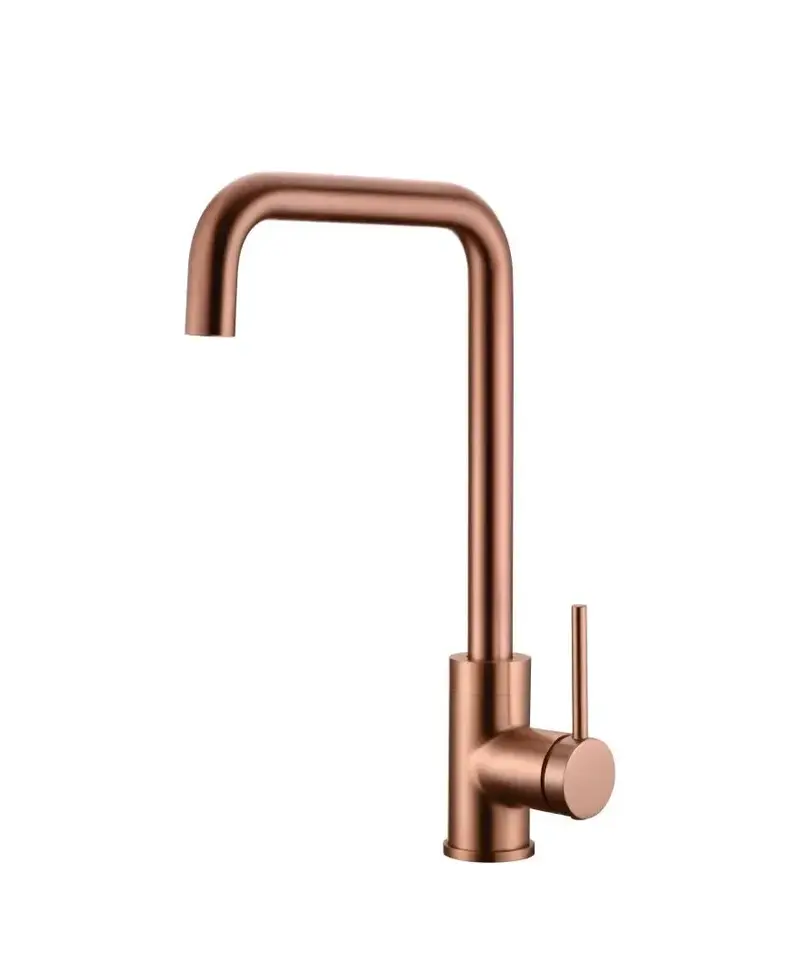 Grifo de cocina monomando con cartucho cerámico de ø 35 mm de acabado oro rosa cepillado Loira de Imex
