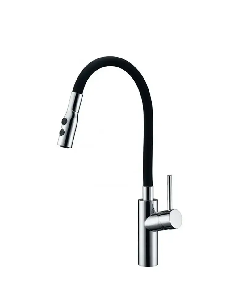 Grifo de cocina monomando con cuerpo flexible acabado cromado y negro mate Tokyo de Imex
