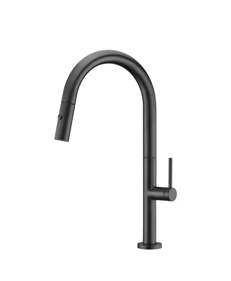 Grifo de cocina monomando de caño alto fabricado en latón en negro mate Samoa de Imex