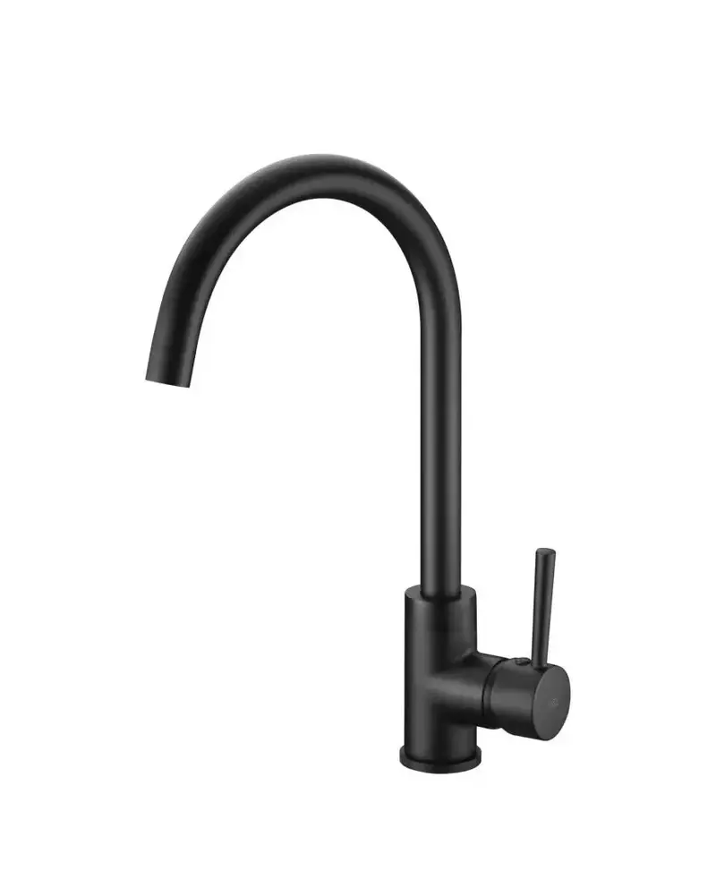 Grifo de cocina monomando de caño alto y curvo con acabado en negro mate Lyon de Imex