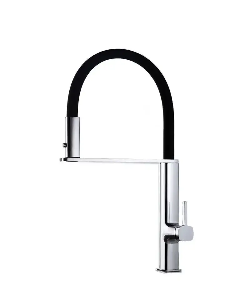 Grifo de cocina monomando de caño extra alto fabricado en latón cromado y negro Menorca de Imex