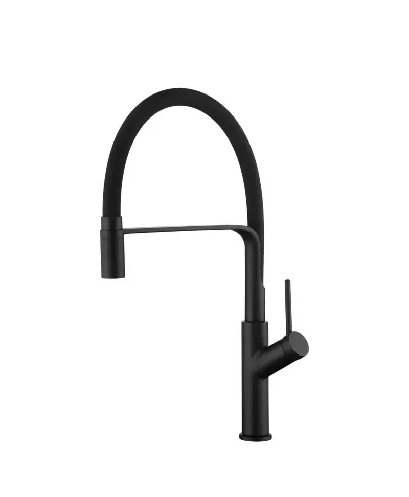 Grifo de cocina monomando de caño flexible con acabado de latón negro Sena de Imex