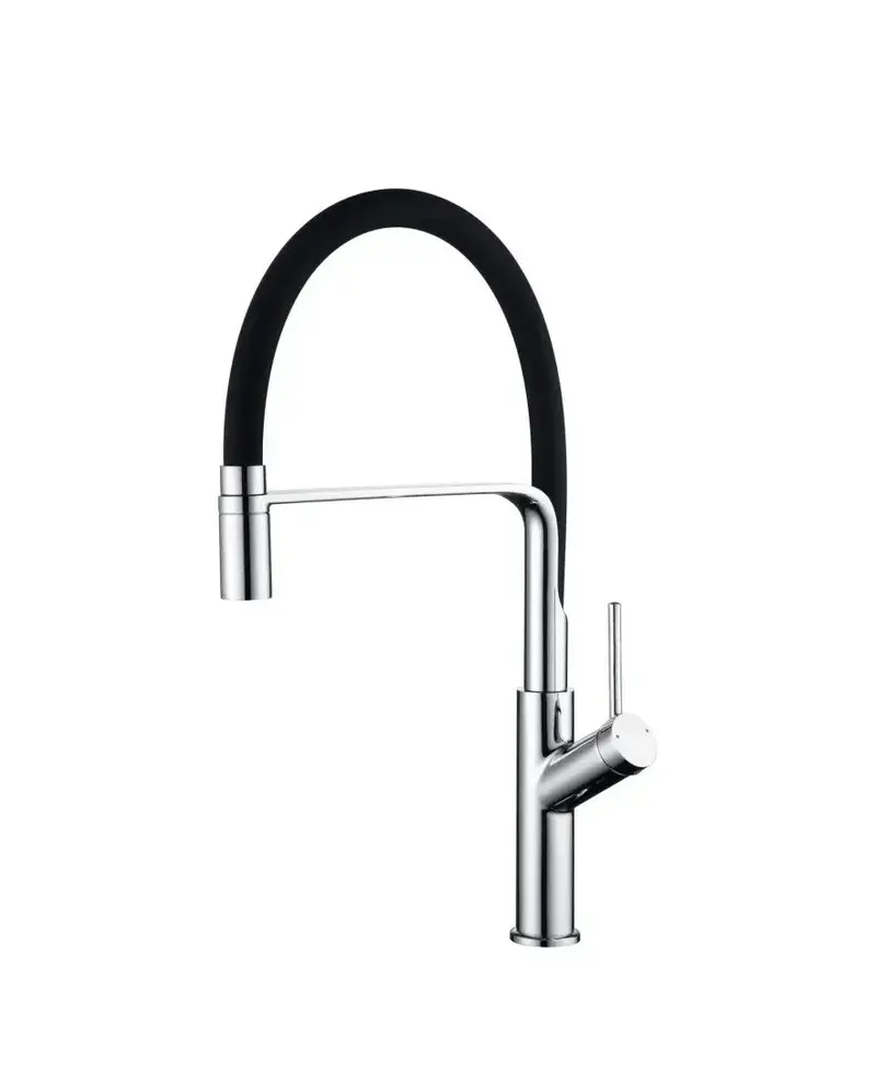 Grifo de cocina monomando de caño flexible con acabado negro mate y cromado Sena de Imex
