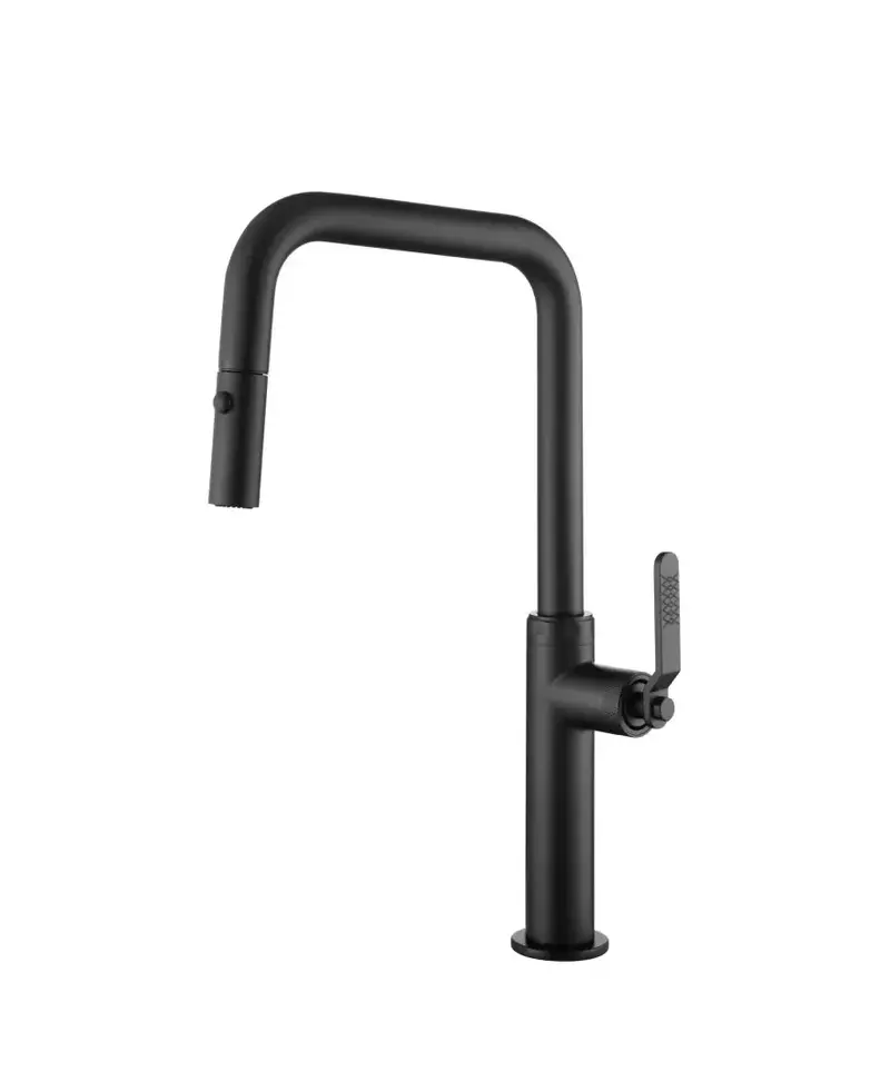 Grifo de cocina monomando extraíble con difusor doble jet de acabado color negro mate Niza de Imex
