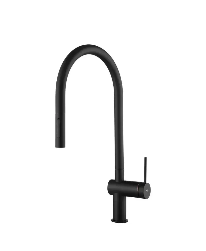 Grifo de cocina monomando extraíble con difusor doble jet de acabado negro mate Berna de Imex