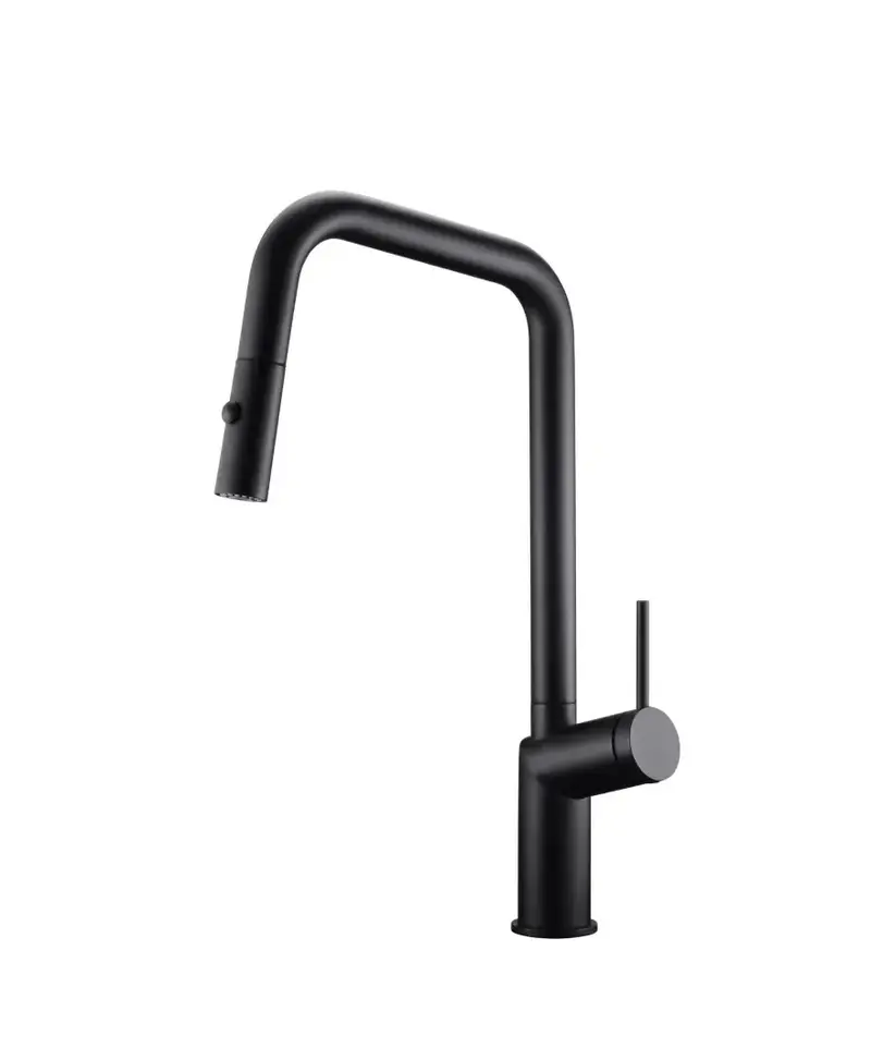 Grifo de cocina monomando extraíble con difusor doble jet de acabado negro mate Bonn de Imex