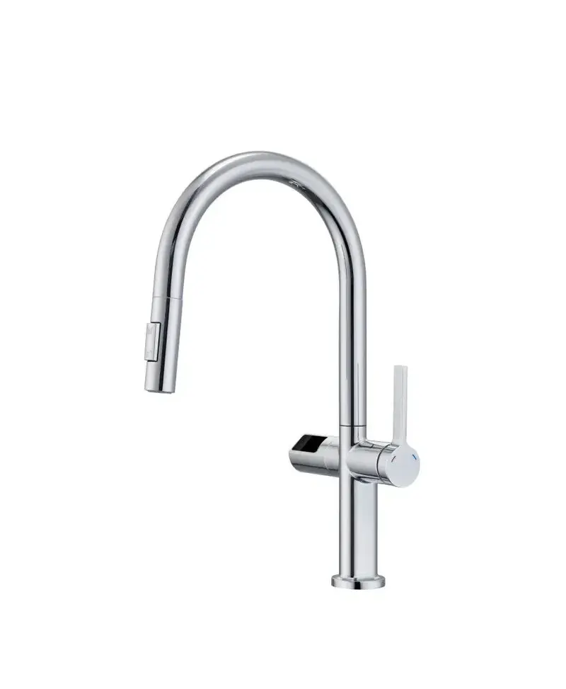 Grifo de cocina monomando extraíble con sensor de movimiento y panel digital de acabado cromado Turin de Imex