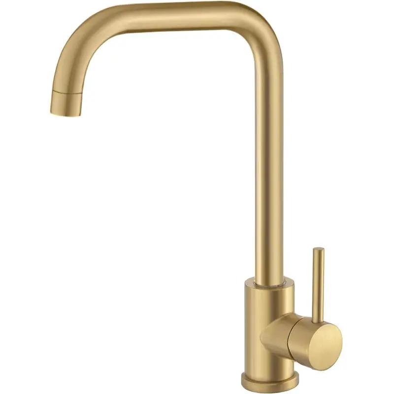 Grifo de cocina monomando giratorio con caño en forma de C en oro mate Zancara de Valaz