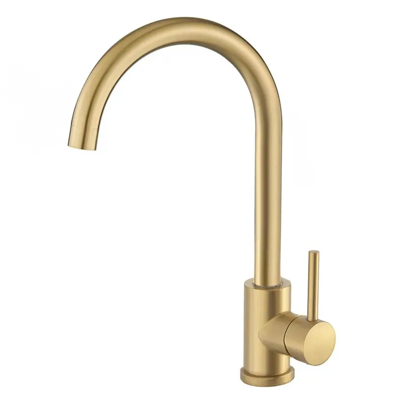 Grifo de cocina redondo monomando giratorio en oro mate Misisipi de Valaz