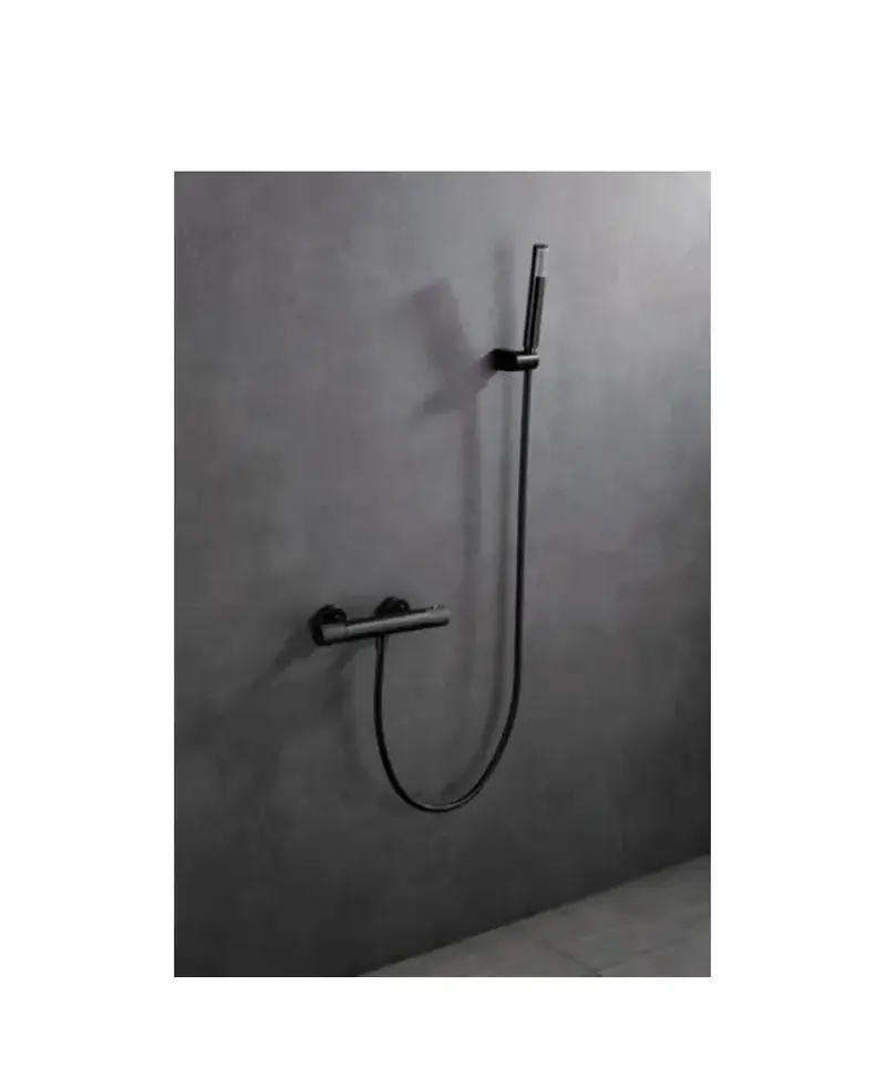 Grifo de ducha termostático de latón y abs y de acabado black gun metal Line de Imex
