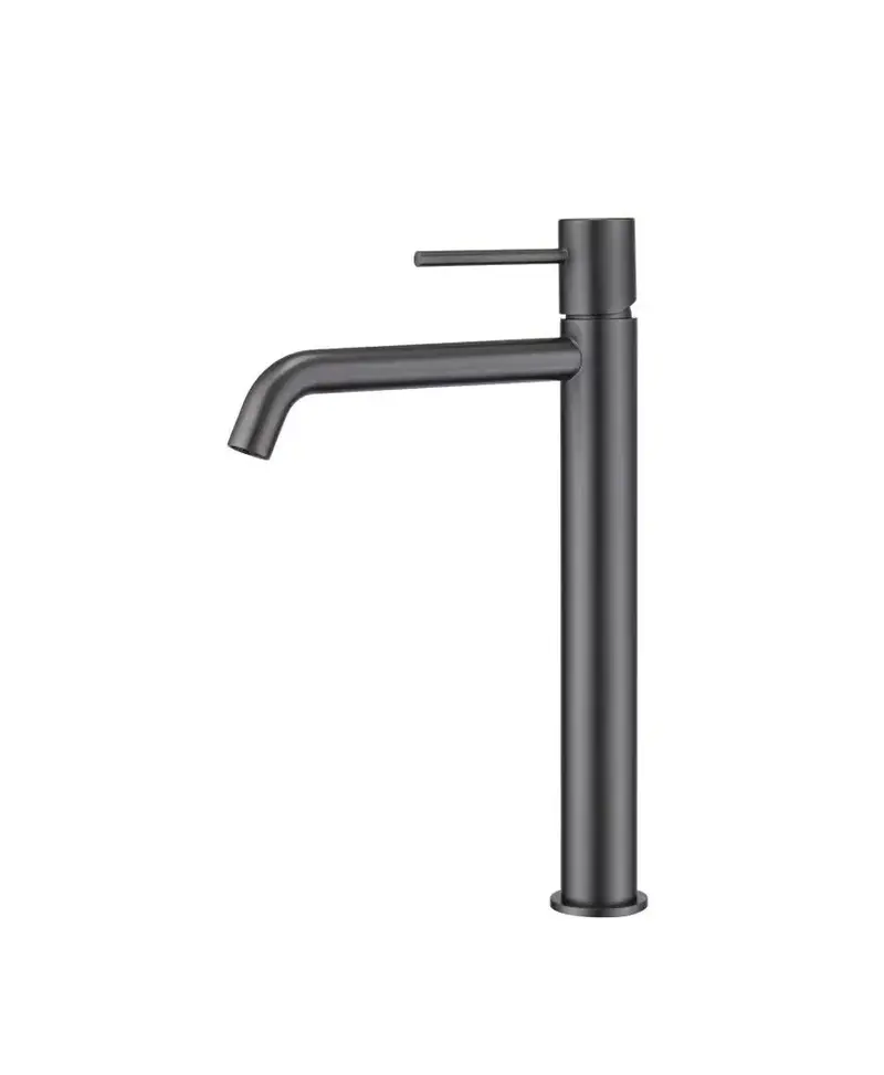 Grifo de lavabo alto cartucho cerámico de 25 mm fabricado en latón con acabado black gun metal Monza de Imex