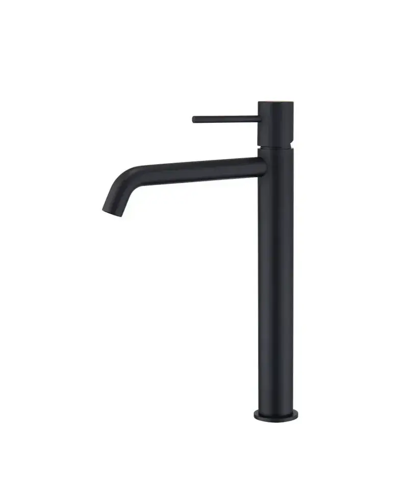 Grifo de lavabo alto con cartucho cerámico de 25 mm fabricado en latón con acabado negro mate Monza de Imex