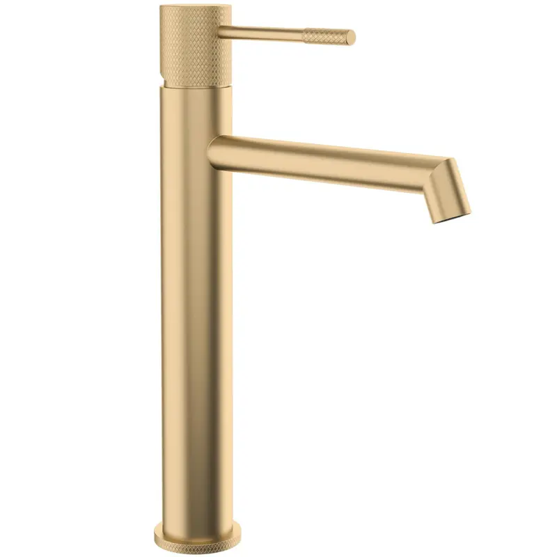 Grifo de lavabo alto para pica monomando de caño recto en oro mate Casares de Valaz