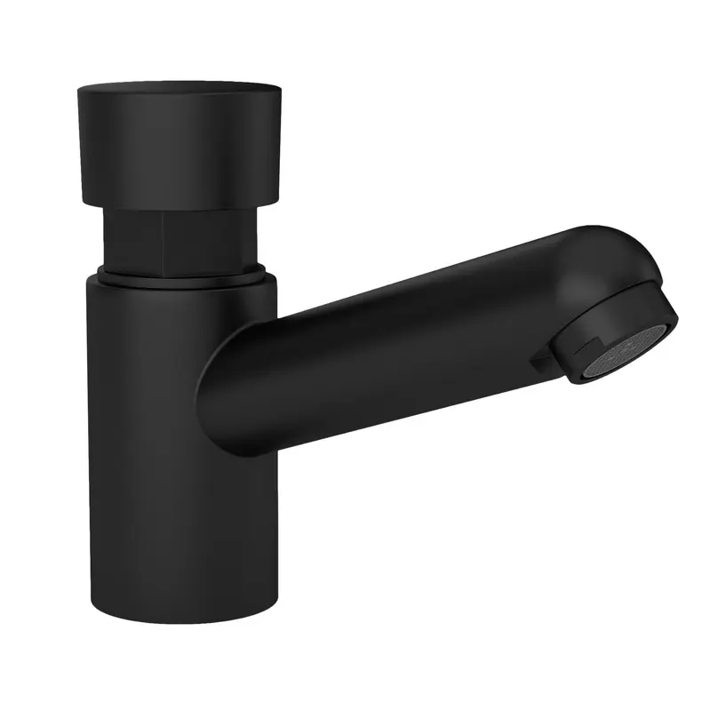 Grifo de lavabo bajo con pulsador temporizador en negro mate Navia de Valaz