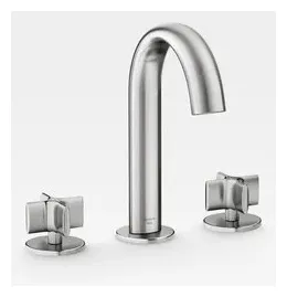 Grifo de lavabo bimando con caño giratorio acabado acero cepillado Baia Armani Roca
