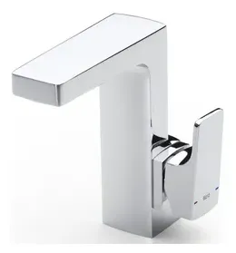 Grifo de lavabo con monomando integrado y maneta lateral con acabado cromado L90 Roca