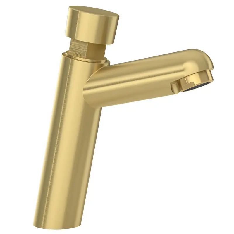 Grifo de lavabo con pulsador temporizador en oro mate con protección PVD Navia de Valaz