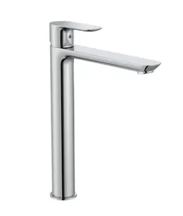 Grifo de lavabo de caño alto con cuerpo liso y acabado cromado monocomando Cala Roca