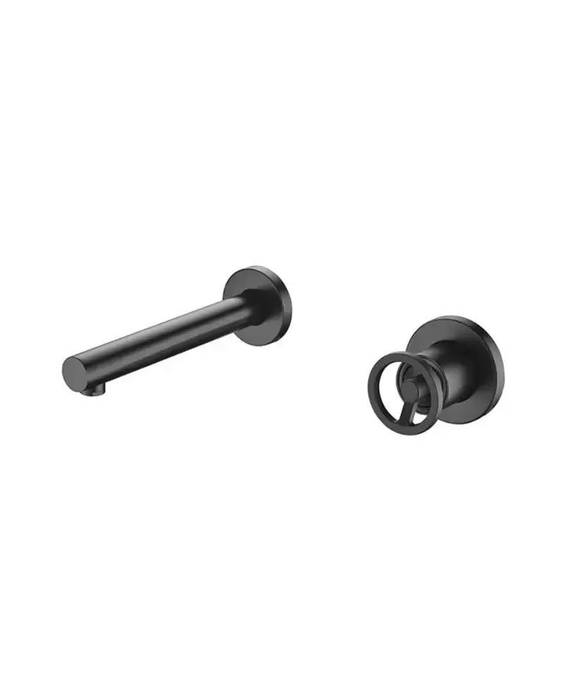 Grifo de lavabo empotrado con un diseño monomando de acabado negro mate Olimpo de Imex