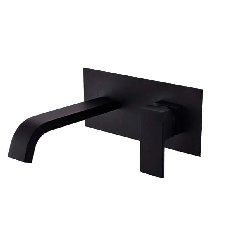 Grifo de lavabo empotrado cuadrado con caño curvo de 21 cm en negro mate Niagara de Valaz