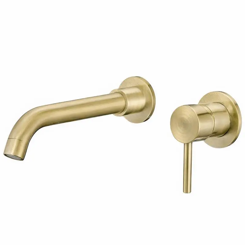 Grifo de lavabo empotrado monomando con caño de 21 cm en dorado envejecido Guadiana de Valaz