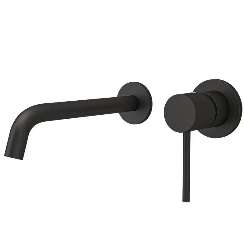 Grifo de lavabo empotrado monomando con caño de 21 cm en negro mate Cenia de Valaz