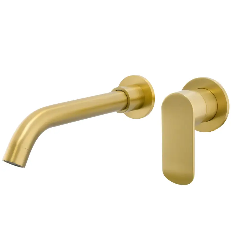 Grifo de lavabo empotrado monomando con caño de 21 cm en oro mate Cenia de Valaz