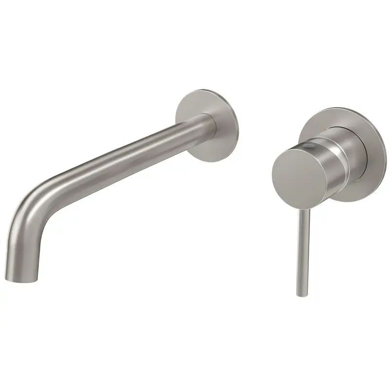 Grifo de lavabo empotrado monomando con caño de 26 cm en acero cepillado Deva de Valaz
