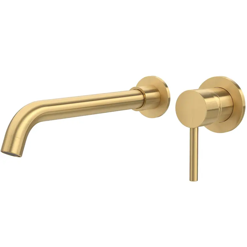 Grifo de lavabo empotrado monomando con caño de 26 cm en oro mate Guadiana de Valaz