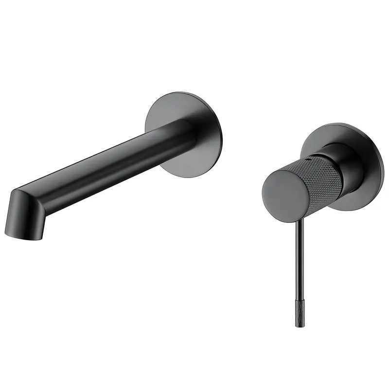 Grifo de lavabo empotrado monomando con maneta luxury en negro mate Torina de Valaz