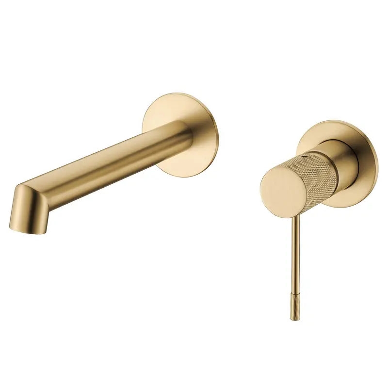 Grifo de lavabo empotrado monomando con maneta luxury en oro mate Torina de Valaz